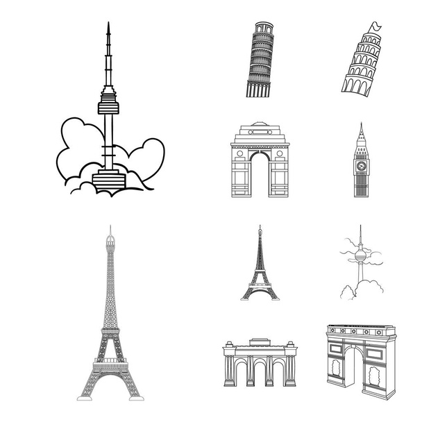 Vector illustration of street  and architecture  symbol. Set of street  and tour  vector icon for stock. - Vector, Image