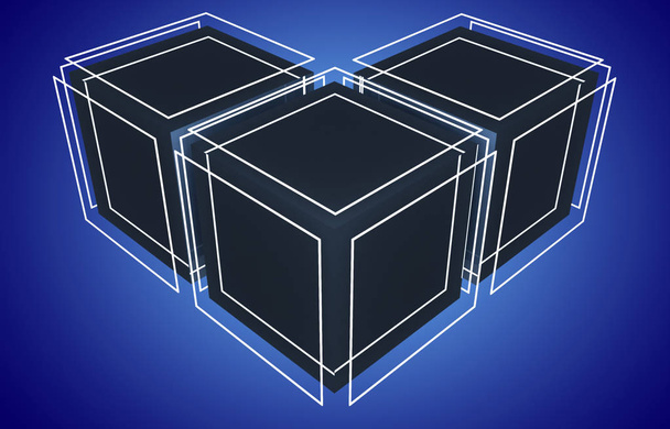 Трехмерный кубический фон. 3d иллюстрация - Фото, изображение