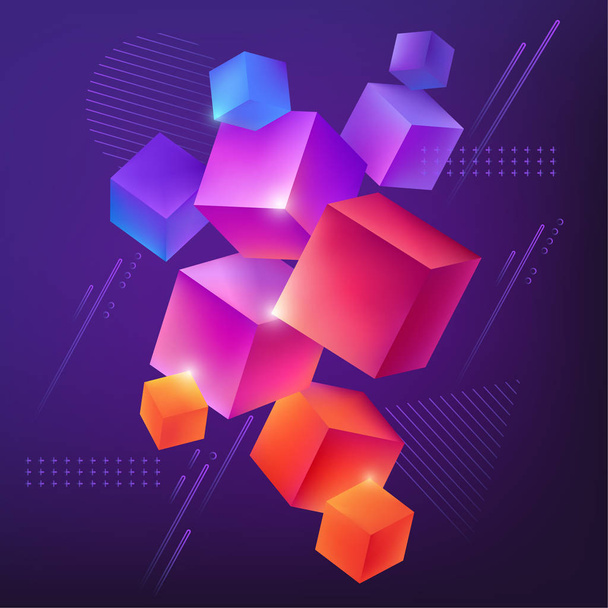 Abstracte achtergrond met 3D-kleurrijke kubussen. Vector Eps10. - Vector, afbeelding