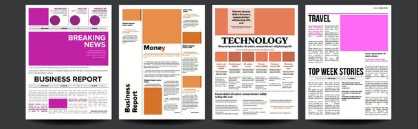 Newspaper Vector. Magazine Mockup Template. News Paper Tabloid Page Article. Breaking. Illustration - Vector, Image