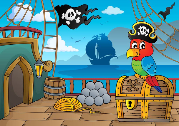 Pirate ship deck thematics 2 - eps10 vector illustration. - Vector, Image