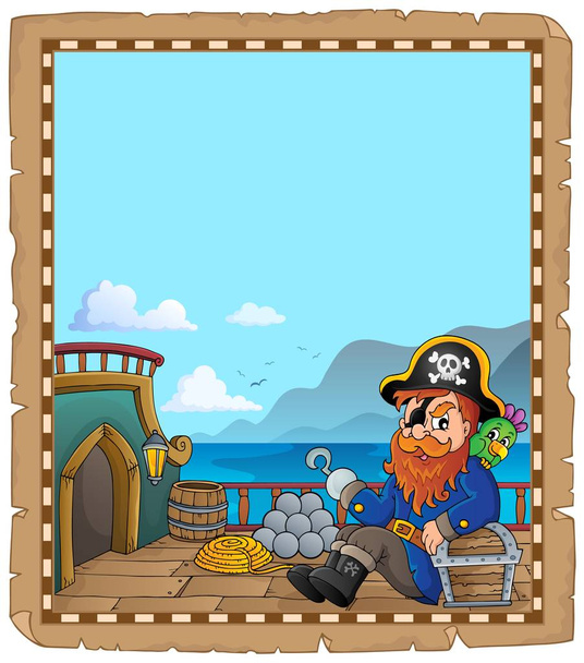 Pirate ship deck topic parchment 5 - eps10 vector illustration. - Vektör, Görsel