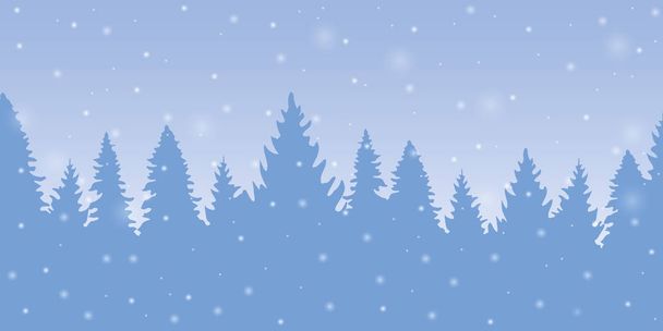 fondo azul nieve bosque de invierno con abetos
 - Vector, Imagen