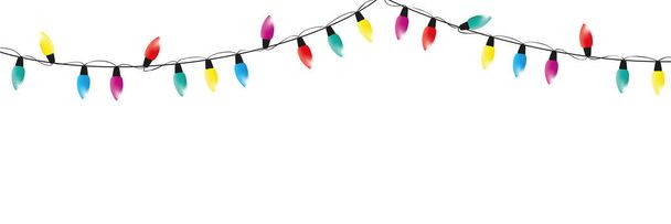 barevné dekorace vánoční světýlka na bílém pozadí - Vektor, obrázek