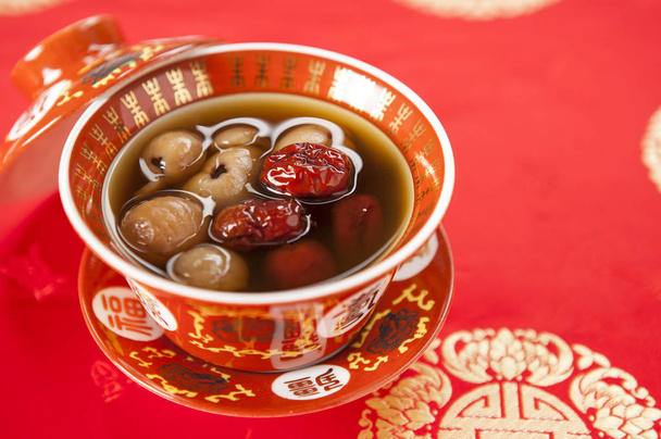 Longan and Red Dates on background,close up - Foto, imagen