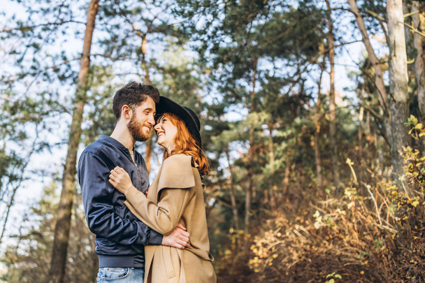 Happy young romantic couple spend time together outdoor - Fotoğraf, Görsel