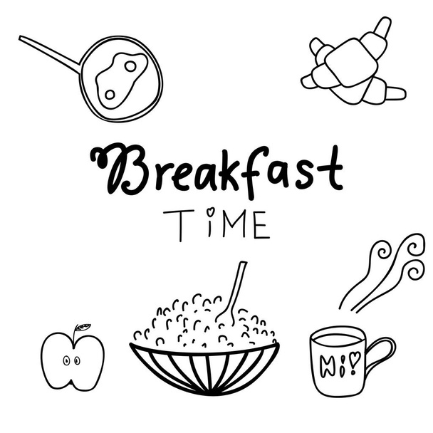 Good morning hand write sketch vector. Calligraphy illustration. Doodle breakfast time menu. - Вектор, зображення