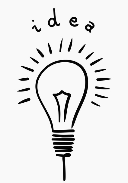Векторная иллюстрация ручной работы лампочки, представляющей собой концепцию хорошей идеи
 - Вектор,изображение