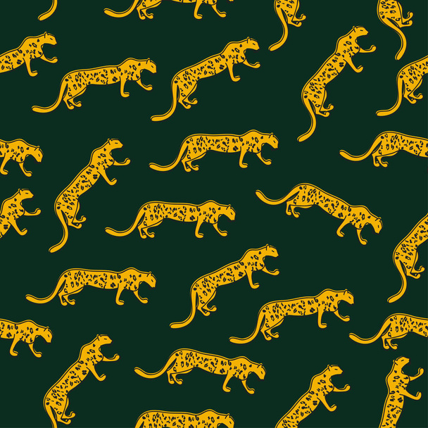 Seamless pattern running leopard, cheetah fashion print, leopard wrapping paper, textile, factories. Vector illustration - Vettoriali, immagini