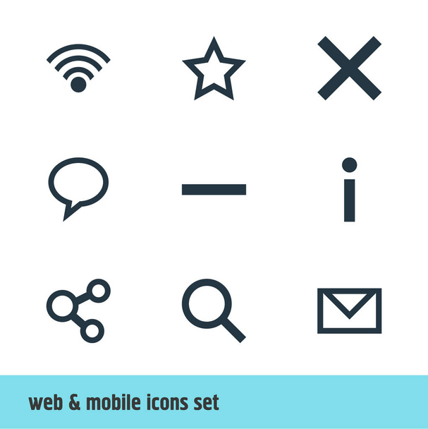 Vector illustration of 9 member icons. Editable set of search, information, remove and other icon elements. - Vector, Image