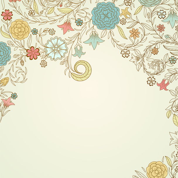 Fundo vintage com flores doodle
 - Vetor, Imagem