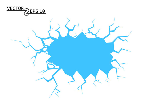Blue ice cracks. The Destruction, The Abyss. Vector element isolated on white background. - Vektör, Görsel