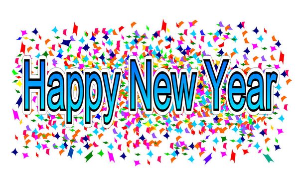 azul Feliz Ano Novo em Confetti - ilustração
 - Foto, Imagem