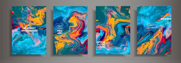 Modern design A4.Abstract marble texture of colored bright liquid paints.Splash neon acrylic paints.Used design presentations, print,flyer,business cards,invitations, calendars,sites, packaging,cover. - Vector, Image
