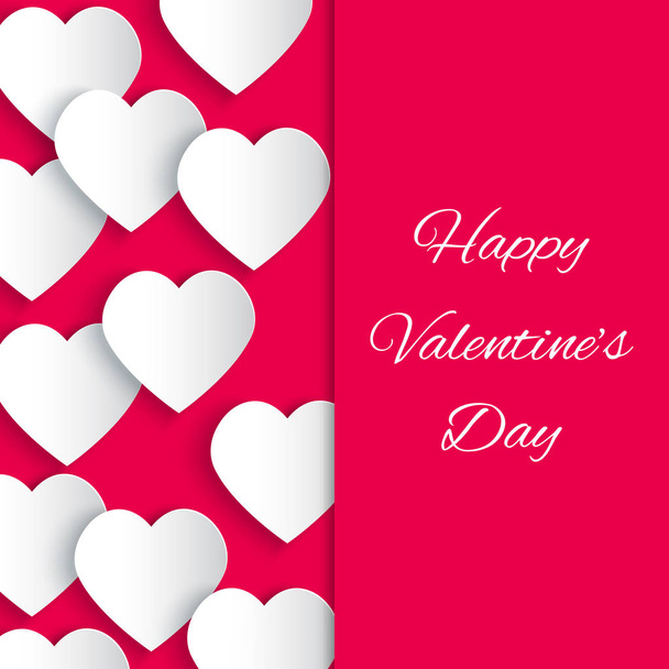 Paper 3D hearts pink background. Valentines Day card. Vector illustration EPS10 - Vektor, Bild