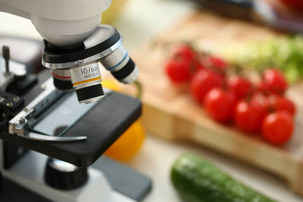 Microscope head on kitchen background - Fotografie, Obrázek