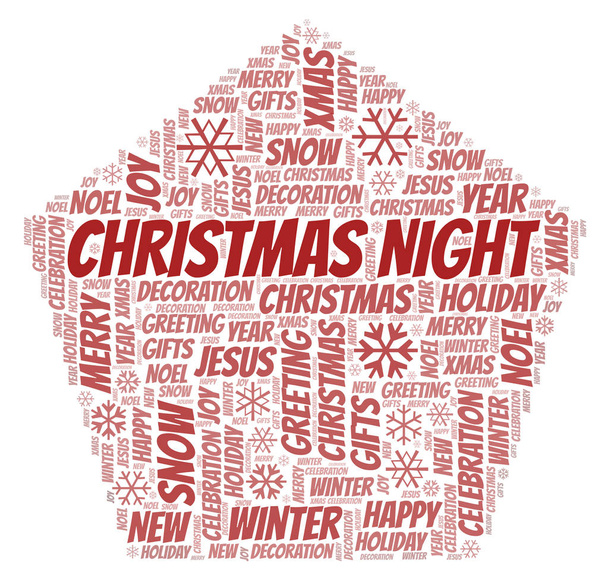 Christmas Night word cloud. Wordcloud made with text only. - Fotó, kép