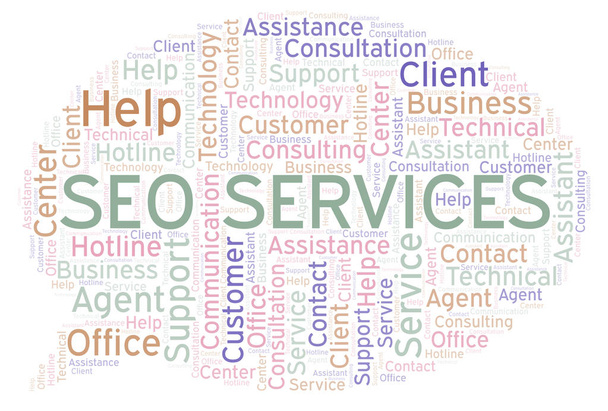 Seo Services nuage de mots. Wordcloud fait avec du texte seulement
. - Photo, image