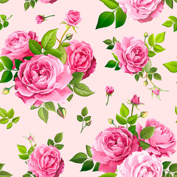Zökkenőmentes minta rózsavirágokkal - Vektor, kép