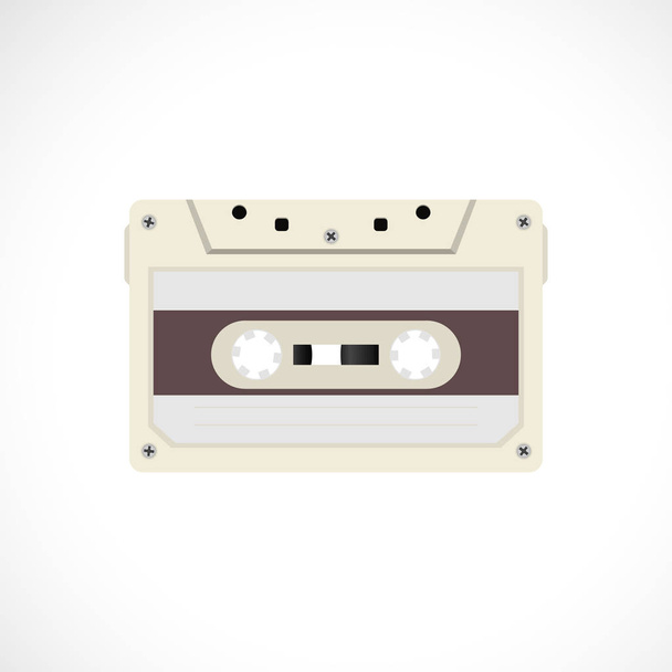 Retro style magnetic audiotape. 1980s vintage album music storage device. Old audio tape cassette - Vector, Image