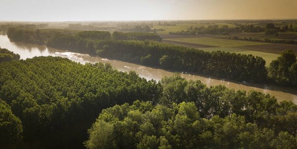 Aerial wiev Bordeaux region, garonne river, forest,landscape south west of france, Gironde - Photo, Image