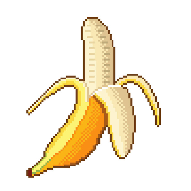 Pixel art banaan fruit gedetailleerde illustratie geïsoleerde vector - Vector, afbeelding