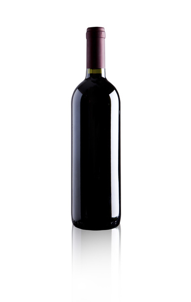 elegant bottle of red wine on white background - Fotó, kép