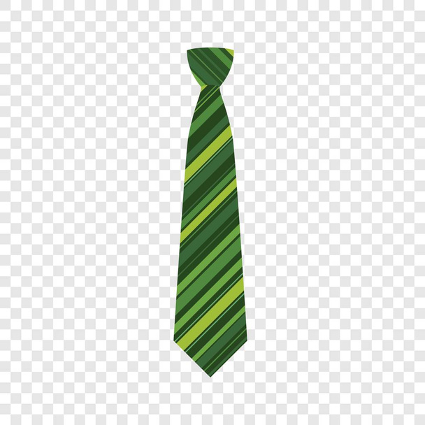 Green striped tie icon, flat style - Vecteur, image