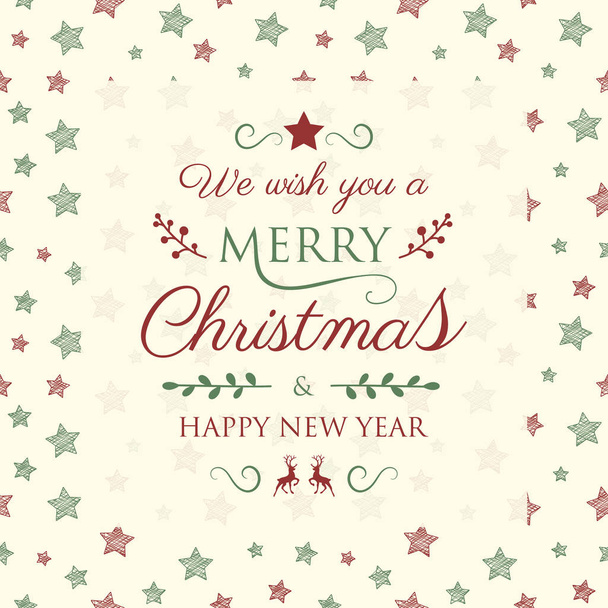 Merry Christmas and Happy New Year - calligraphy in retro style with ornaments. Vector. - Vektor, obrázek