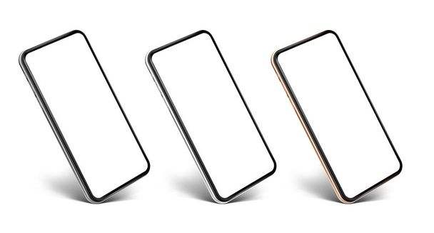Smartphone frame less blank screen: gold, silver, grey - rotated position -  vector eps 10 illustration - Vetor, Imagem
