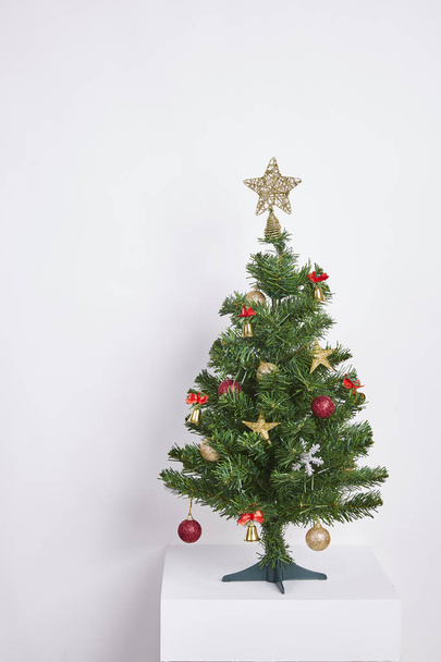 Christmas Tree Concept Interior Room with Decoration on White Background. - Zdjęcie, obraz
