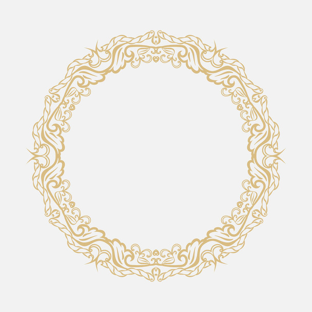 Circular baroque ornament. A gold frame in retro style for a logo, congratulatory, invitations, decoration. Vector. - Vector, afbeelding