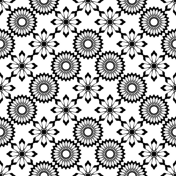 Geometric vintage seamless pattern vector illustration with monochrome colors. Black and white background geometrical abstract for wall wrapping and fashion textile print. - Вектор,изображение