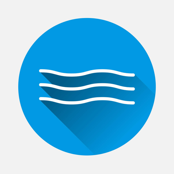Icono de vector de tres ondas sobre fondo azul. Imagen plana Símbolo de agua de mar con sombra larga. Capas agrupadas para facilitar la edición de ilustraciones. Para su diseño
. - Vector, Imagen