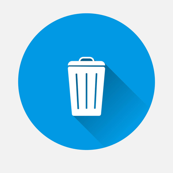 Vektoru, kontejner recyklace odpadků znamení ikony na modrém pozadí. Plochý obraz koše může s dlouhý stín. Vrstvy se seskupí pro snadné úpravy obrázku. Pro návrh. - Vektor, obrázek