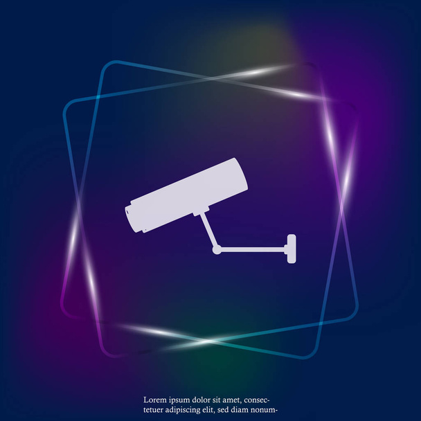 Vector neon light  Icon Security Camera. Layers grouped for easy editing illustration. For your design - Vector, Image