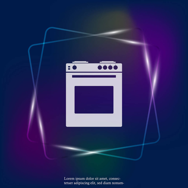 Fırın mutfak ile vektör neon ışığı simgesi gaz sobası. Ev Ocak aletleri. Katmanlar kolay düzenleme Gösterim amacıyla gruplandırılmış. Tasarımlarınız için - Vektör, Görsel