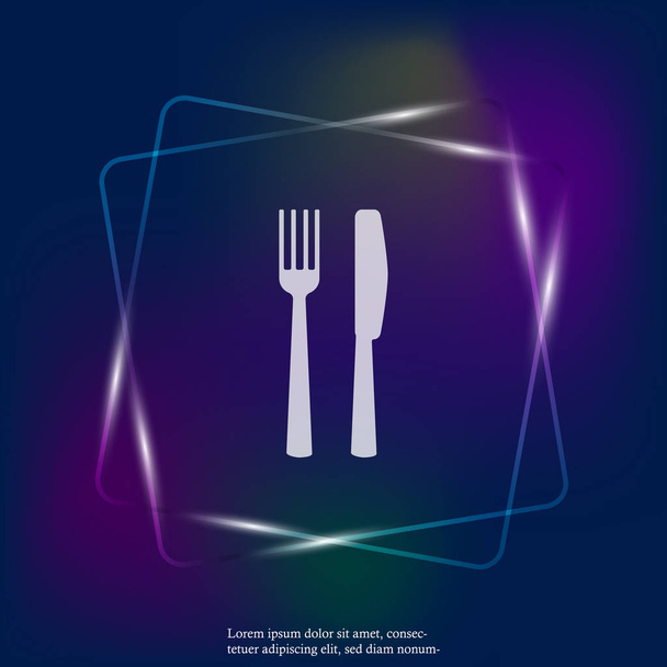 Vector set icon knife, fork. Cutlery. Table setting neon light icon. Layers grouped for easy editing illustration. For your design. - Vector, Image