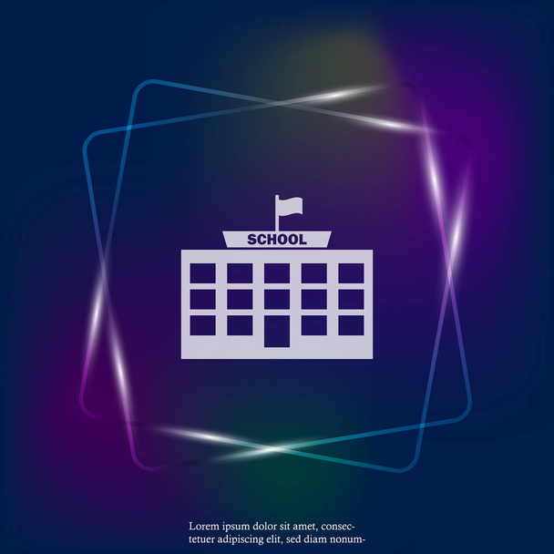 Vector neon light icon school building. Layers grouped for easy editing illustration. For your design. - Wektor, obraz
