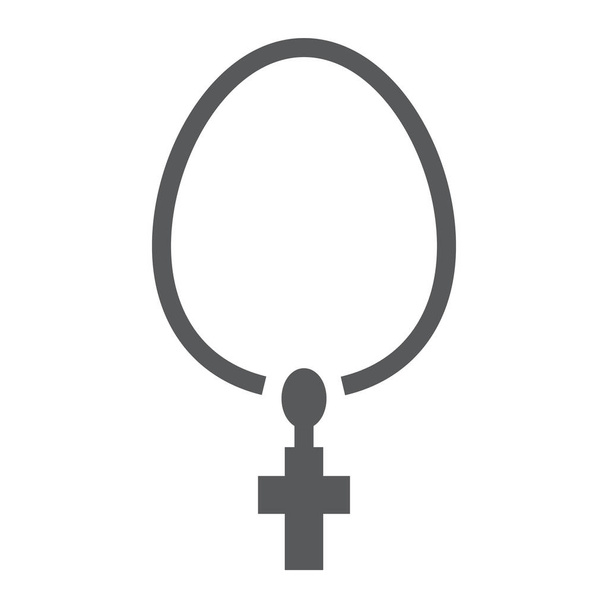 Nyaklánc karakterjel ikon, ékszer és kiegészítő, keresztény lánc jele, vektoros grafika, egy szilárd minta egy fehér háttér. - Vektor, kép