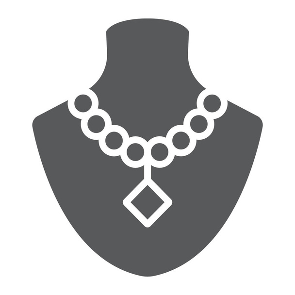 Maniquí con icono de glifo de collar, joyas y accesorios, maniquí con signo de joyería, gráficos vectoriales, un patrón sólido sobre un fondo blanco
. - Vector, imagen