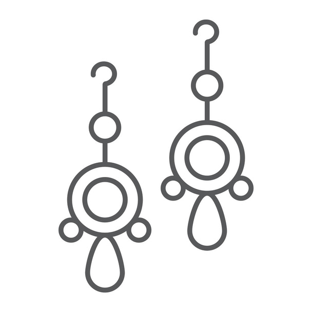 Paar Ohrringe dünne Linie Symbol, Schmuck und Accessoires, runde Ohrringe Zeichen, Vektorgrafik, ein lineares Muster auf weißem Hintergrund. - Vektor, Bild