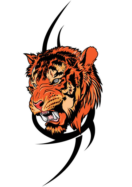 vector illustration of a tribal tiger - Vector, Image
