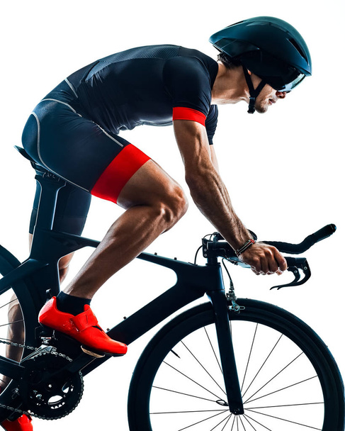 triathlete triathlon Cyclist cycling silhouette isolated white b - Foto, afbeelding