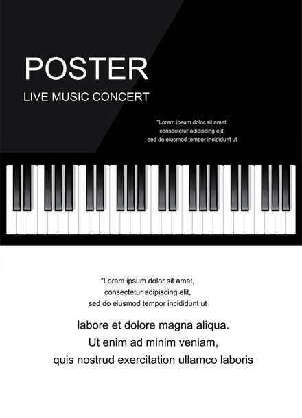 Piyano simgesi ve piyano kavramı modern müzik yazdırma ve web tasarım piyano poster üzerinde beyaz vektör çizim tuşları - Vektör, Görsel