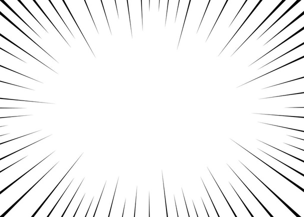 Vector black radial lines for comics, superhero action. Manga frame speed, motion, explosion background. Design element isolated white background. - Vector, Image