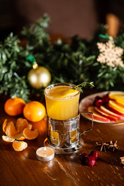 冬の果実と飲み物, クローズ アップ - 写真・画像