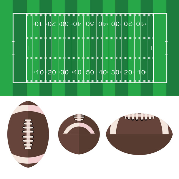 Campo de fútbol americano y pelota Símbolo de fútbol americano ilustración
 - Vector, Imagen