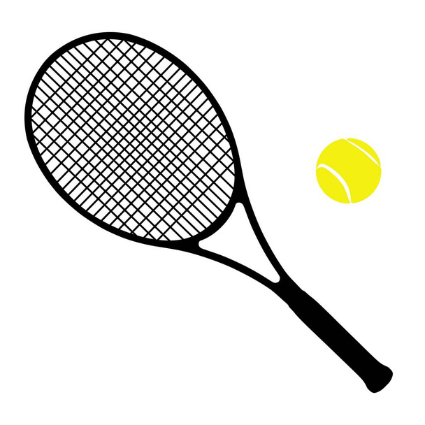 Hoog gedetailleerde vectorillustratie van tennisracket en bal geïsoleerd op witte achtergrond - Vector, afbeelding