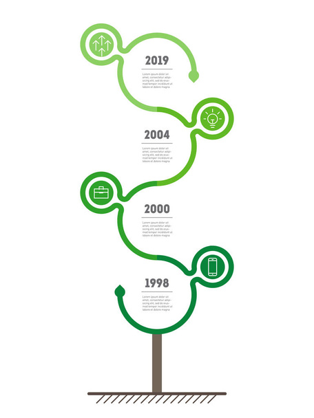 round shaped green timeline infographics template - Vettoriali, immagini